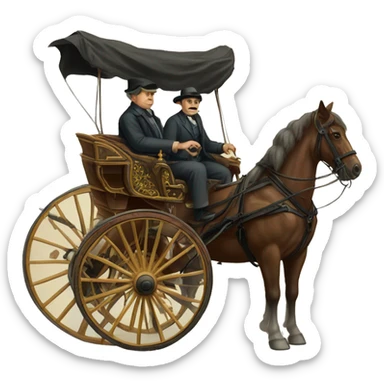 a man sits in a horse-drawn carriage from Russia in the 19th century sticker