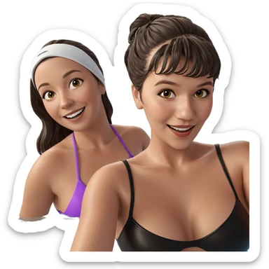 smiling girls in swimwear pool sticker