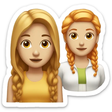 "Two girls, one with blonde hair and the other with red hair." sticker