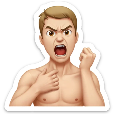 Angry guy screaming holding his own neck sticker