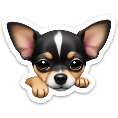 black & tan chihuahua puppy sleeping with a pink blanket  sticker