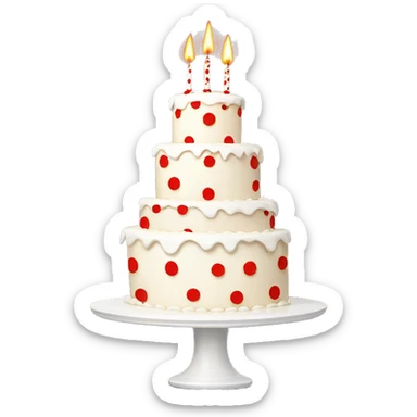 Enormous white birthday cake with red dots huge sticker