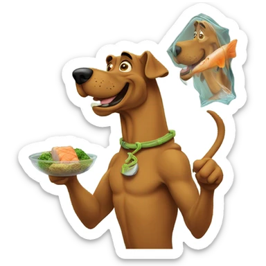 Scooby doo eating fish sticker