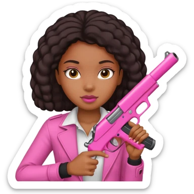 Black girl with pink gun sticker