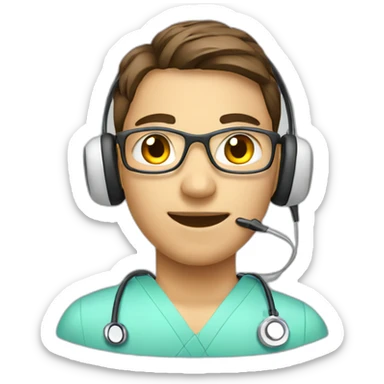 medical student with earphone sticker