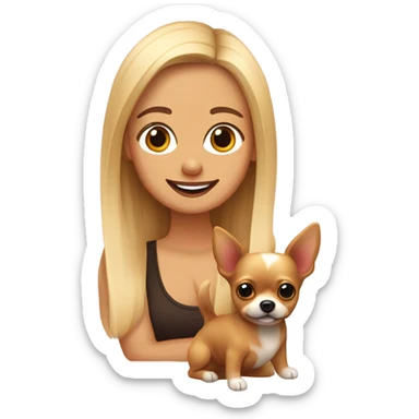 chica con pelo blond marro y rubio, con dos cacorros una pomerania y chihuahua color carmelo sticker