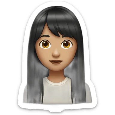 girl with long black hair and fringe sticker
