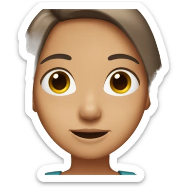 girl with straight long brown hair, brown eyes singing sticker