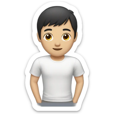 asian male with flow haircut black hair sticker
