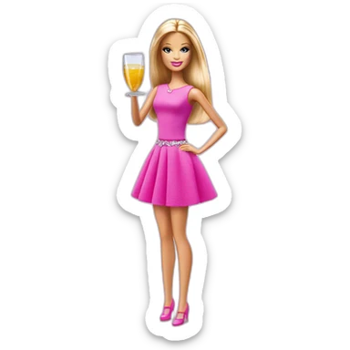 Barbie avec un verre à pied sticker