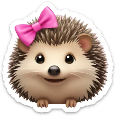 hedgehog with a pink bow sticker