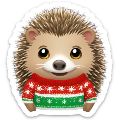 hedgehog wearing christmas jumper sticker