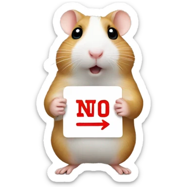 hamster holding a 'no entry' sign sticker