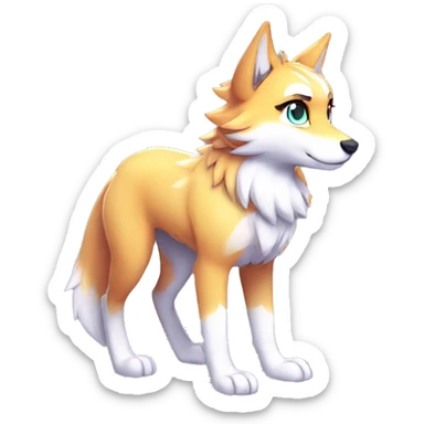 Anthro Colorful Shiny Fionbri-Falvie-sparkle-wolf-sona with shiny markings full body sticker