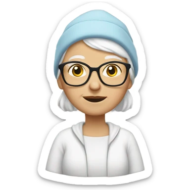 White Grandma with a Beanie ￼￼ sticker