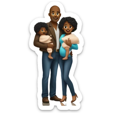 black woman with twin babies and her handsome tall husband inside a texas landmark building  sticker