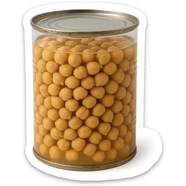 Realistic style jar of canned chickpeas, natural details, no background. sticker