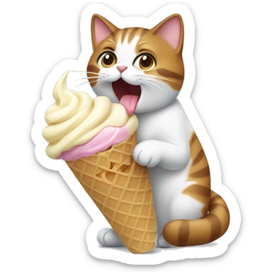 Cat eating ice cream sticker