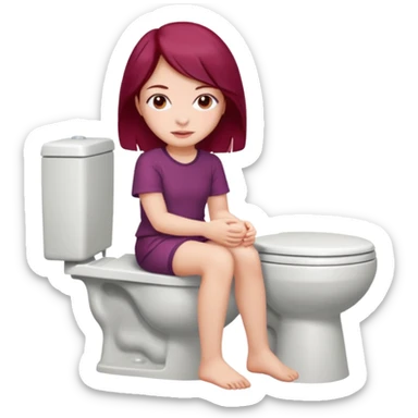 Beautiful burgundy haired girl sitting on the toilet sticker