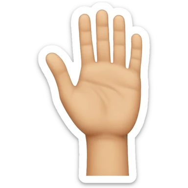 A finger touching the palm sticker