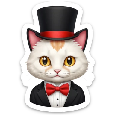 Cat  and wearing a top hat and a bow tie sticker