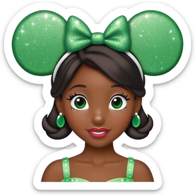 tiana Minnie Mouse ears headband with glitter sticker