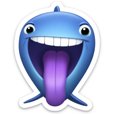 Blue whale purple, open mouth sticker