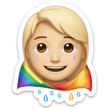 Smiling emoji with lgbtq flag and crying of happiness  sticker