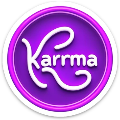 Violet neon sign with the word karma sticker