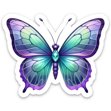 Iridescent Fluorite crystal butterfly  sticker