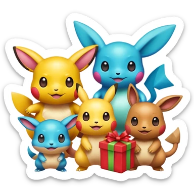 pokemans giving each other things sticker