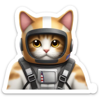 Calico cat with jet pack and American flag dare devil helmet sticker