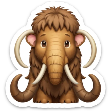 a brown Mammoth, half body, cute, Ice Age sticker