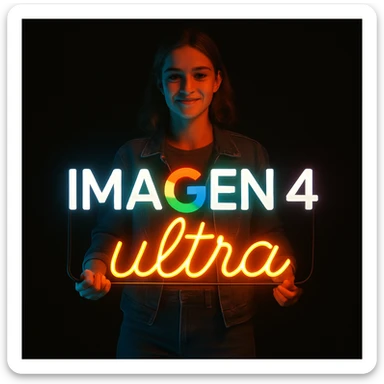 make a girl holding this sign, but sign in made of neon, also add ultra below the sign sticker