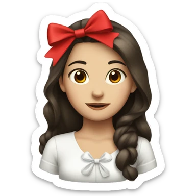 Brunette girl with red bow sticker