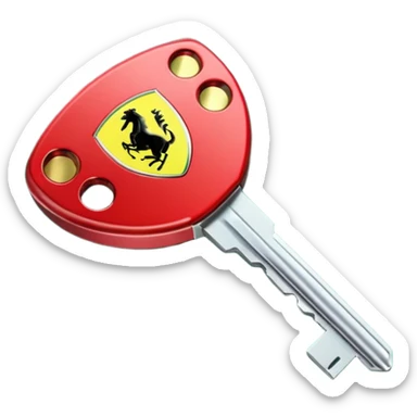 red Ferrari key with a green background sticker