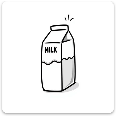 hand-drawn doodle of a milk carton sticker