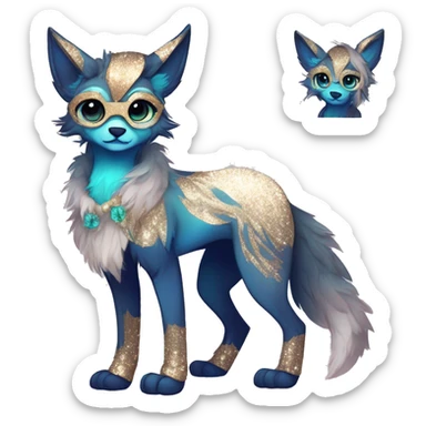 Cool cute Kawaii edgy fantasy animal sparkle fursona Fionbri by griffsnuff & LiLaiRa & Falvie full body sticker