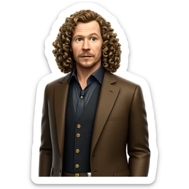 dapper man with curly hair sticker