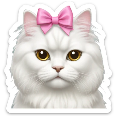 White Persian cat with pink bow  sticker
