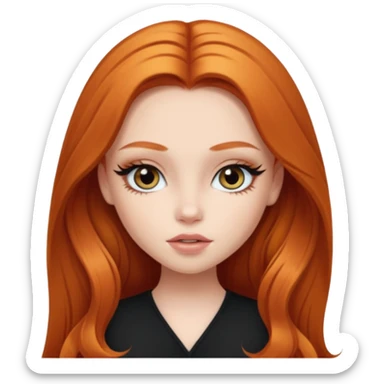 pale skin, girly bratz baddie, beautiful eyes, eyeliner, long ginger hair sticker