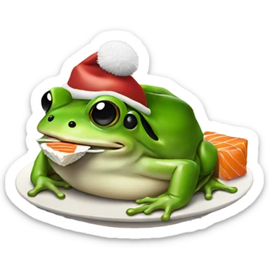 Christmas frog eat sushi sticker