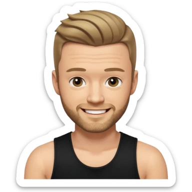 Justin Timberlake dark blonde hair, black tank top sticker