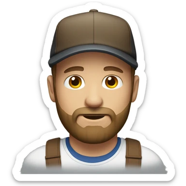 white male with cap and brown beard sticker