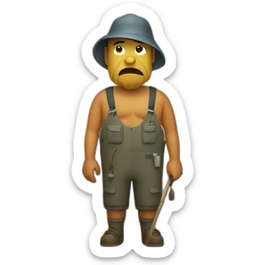 miserable skin head fisherman sticker