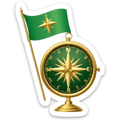 compass with a #5fe089 green color flag behind it sticker