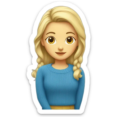 White Girl in blue and yellow sweater sticker
