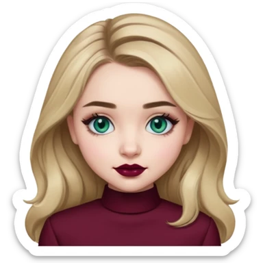 Sabrina carpenter blue-green eyes wearing burgundy lipstick  sticker