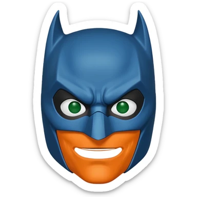 batman emoji with the mask in blue, orange and green sticker