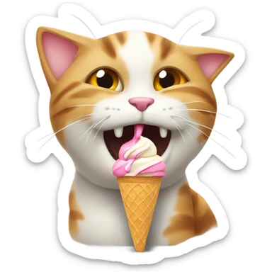 Cat licking ice cream sticker